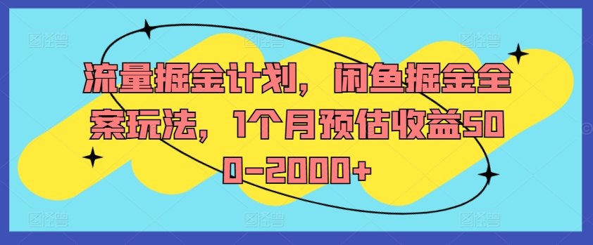 流量掘金计划，闲鱼掘金全案玩法，1个月预估收益500-2000+-天娱网创