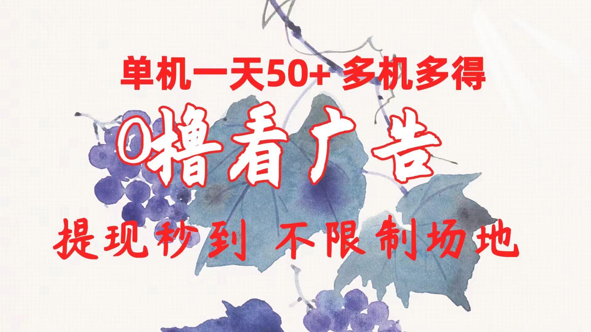 0撸看广告 单机一天50+多机多得 提现秒到 不限制场地操作-天娱网创