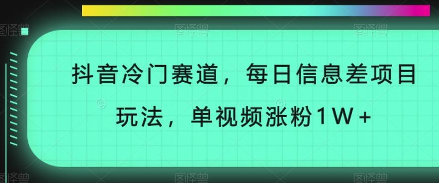 抖音冷门赛道，每日信息差项目玩法，单视频涨粉1W+-天娱网创