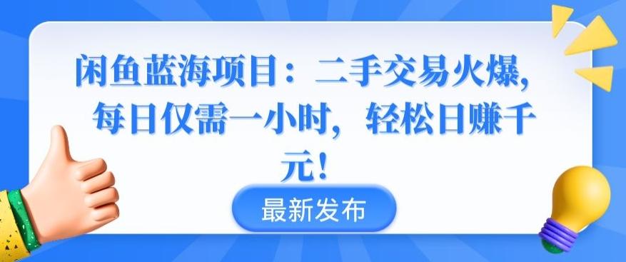 闲鱼蓝海项目：二手交易火爆，每日仅需一小时，轻松日赚千元【揭秘】-天娱网创