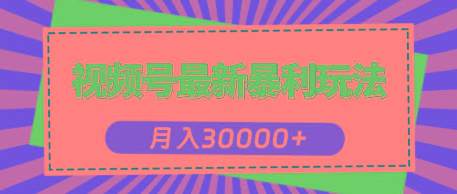视频号最新暴利玩法，轻松月入30000+-天娱网创