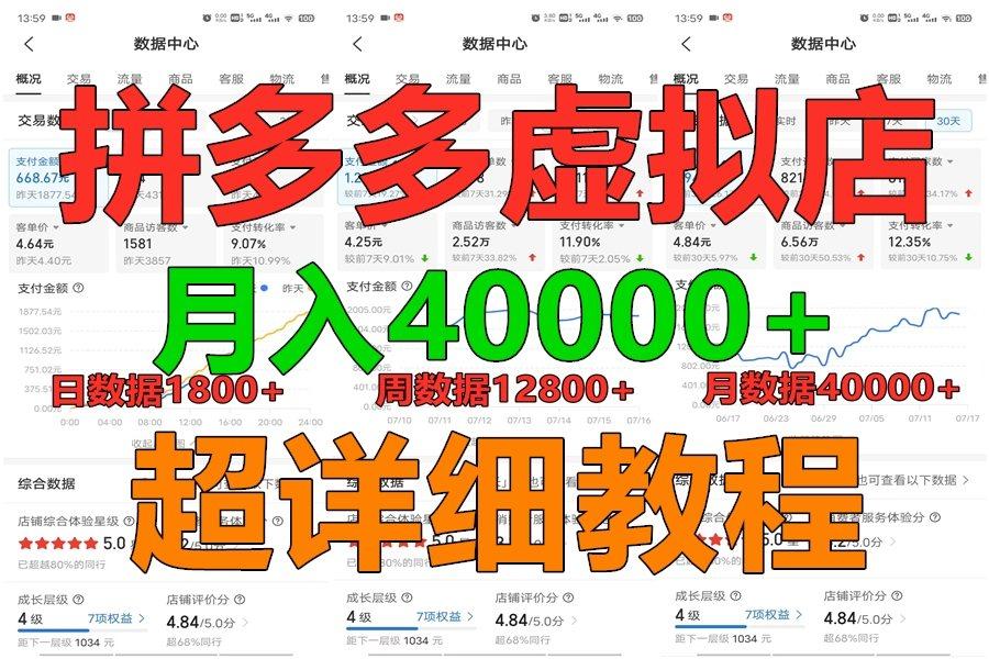 拼多多虚拟电商训练营月入40000+，全网最详细，你做你也行，暴利稳定长久-天娱网创