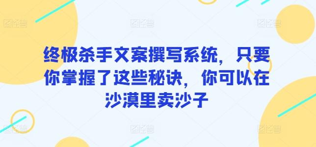 终极杀手文案撰写系统，只要你掌握了这些秘诀，你可以在沙漠里卖沙子-天娱网创