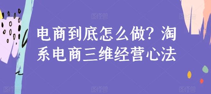 电商到底怎么做？淘系电商三维经营心法-天娱网创