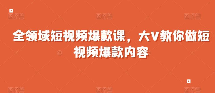 全领域短视频爆款课，全网两千万粉丝大V教你做短视频爆款内容-天娱网创