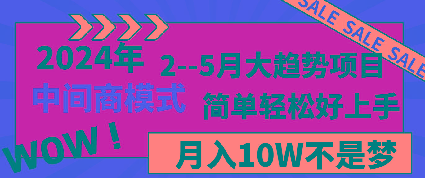 2024年2–5月大趋势项目，利用中间商模式，简单轻松好上手，轻松月入10W…-天娱网创