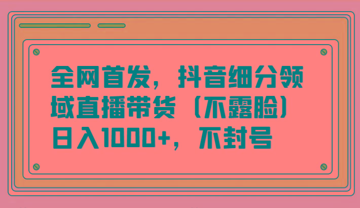 全网首发，抖音细分领域直播带货(不露脸)项目，日入1000+，不封号-天娱网创