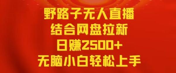 野路子无人直播结合网盘拉新，日赚2500+，小白无脑轻松上手【揭秘】-天娱网创